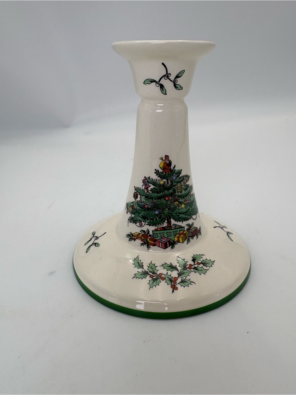 Vintage Spode Ceramic Christmas Tree Candlestick - 5.5” Made in England